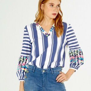 Vilagallo NWT navy striped blouse sz 42/8